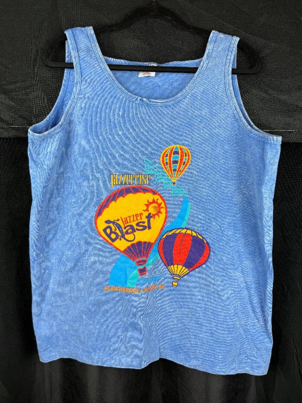 Vintage Blue Mineral Wash "Jacercise Blast" Graphic Tank Top (Size XL)